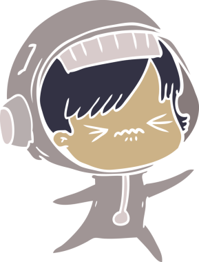 kızgın düz renkli çizgi film kızı bir insan tarafından çizilmiş.