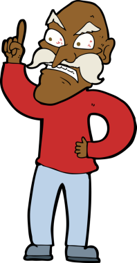 Karikatür ihtiyarı. Bir insan tarafından çizilmiş kurallar.