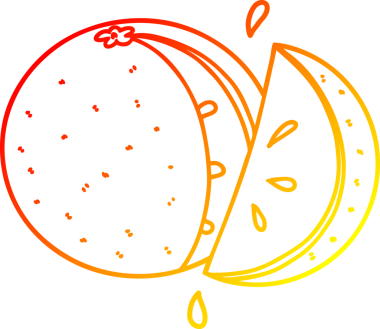 Bir insan tarafından çizilen portakal diliminin sıcak gradyan çizimi