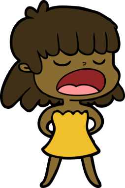 Çizgi filmdeki kadın bir insan tarafından yüksek sesle çizilmiş.