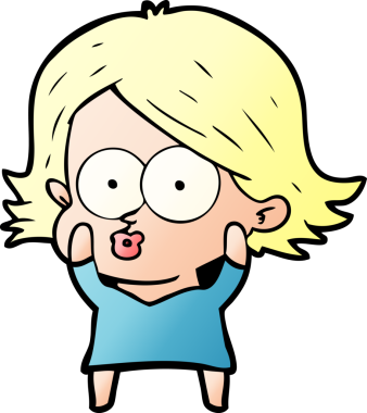 Çizgi film kızı somurtuyor bir insan tarafından