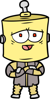 Bir insan tarafından çizilmiş çizgi film robotu