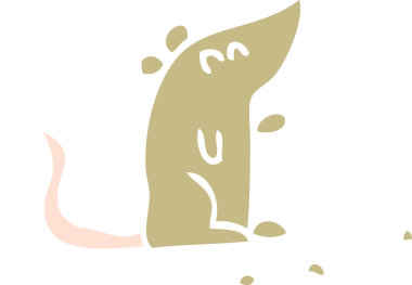 Bir insan tarafından çizilmiş bir farenin düz renk çizimi