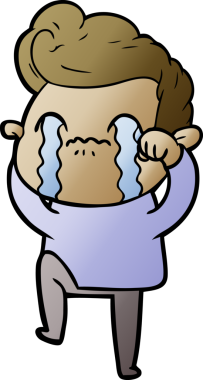 Bir insan tarafından çizilmiş ağlayan çizgi film adamı.