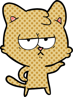 Bir insan tarafından çizilmiş sıkıcı çizgi film kedisi.