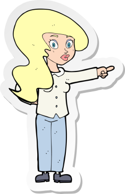 Çizgi film çıkartması. Güzel bir kadın, bir insan tarafından çizilmiş.