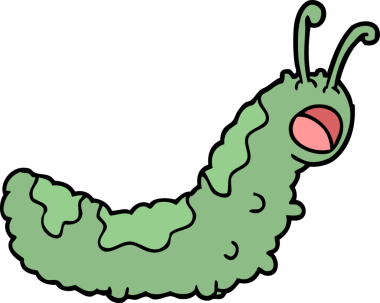 Bir insan tarafından çizilmiş komik bir karikatür tırtılı.