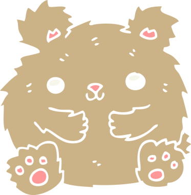 Bir insan tarafından çizilmiş şirin düz renkli çizgi film ayısı.