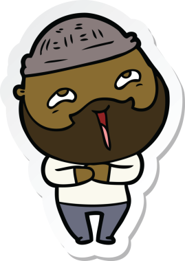 Bir insan tarafından çizilmiş mutlu sakallı bir adamın çıkartması.