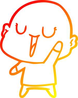 Bir insan tarafından çizilmiş mutlu, kel bir adamın sıcak çizgi çizimi.