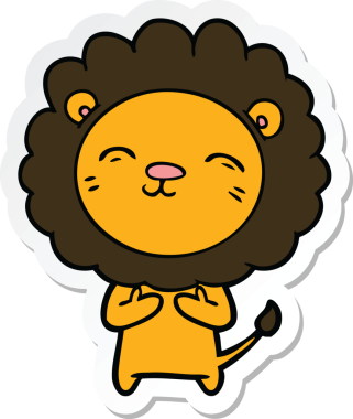 Bir insan tarafından çizilmiş karikatür aslanının çıkartması.