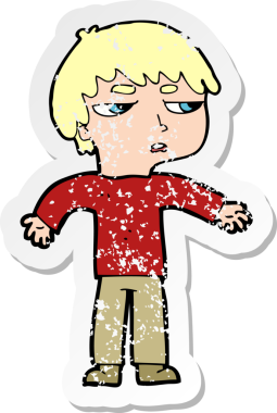 Bir insan tarafından çizilmiş rahatsız bir çizgi filmin gerilimli yapıştırması.