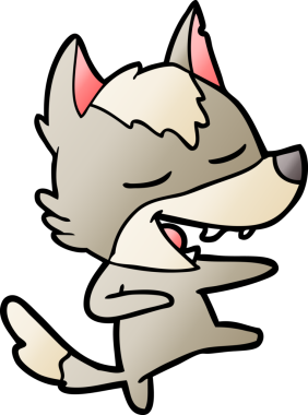 Bir insan tarafından çizilmiş gülen bir kurt.