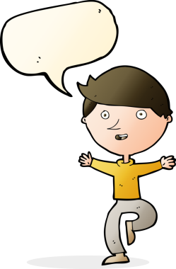 Bir insan tarafından çizilmiş konuşma balonuyla heyecanlı bir adam.