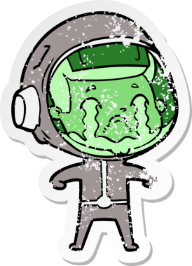 Bir insan tarafından çizilmiş ağlayan bir astronotun sıkıntılı çıkartması.