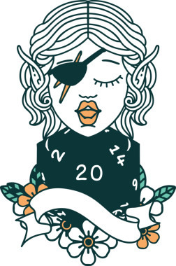 Retro Dövme Tarzı Bir insan tarafından çizilmiş doğal yirmilik zarlı düzenbaz karakter