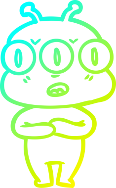 Bir insan tarafından çizilmiş üç gözlü bir karikatür çizimi.