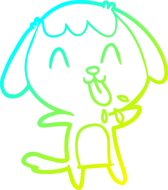 Bir insan tarafından çizilmiş şirin bir çizgi köpeğin soğuk gradyan çizgisi.