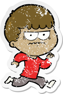 Bir insan tarafından çizilmiş kızgın bir adamın sıkıntılı çıkartması.