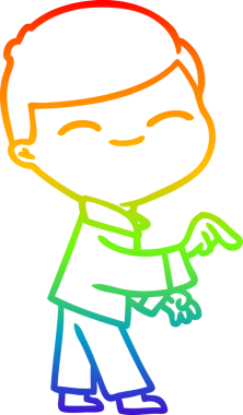 Bir insan tarafından çizilmiş gülümseyen bir çocuğun çizdiği gökkuşağı gradyanı çizimi