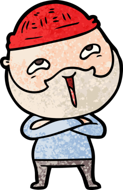 Bir insan tarafından çizilmiş mutlu sakallı bir adam.