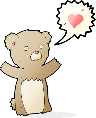 Bir insan tarafından çizilmiş aşk dolu bir oyuncak ayı.