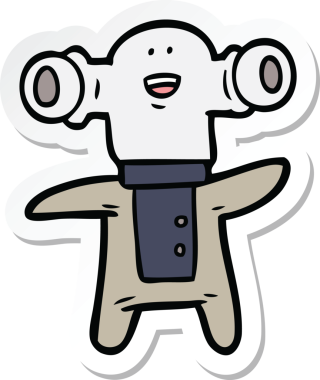 Bir insan tarafından çizilmiş dost canlısı bir uzaylı çizgi film çıkartması.