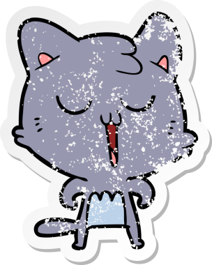 Bir insan tarafından çizilmiş çizgi film kedisinin sıkıntılı çıkartması.