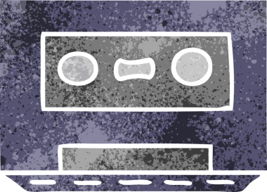 Bir insan tarafından çizilmiş eski bir kasetin karalamaları.