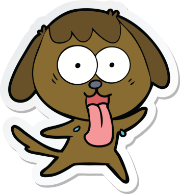 Bir insan tarafından çizilmiş şirin bir köpeğin çıkartması.