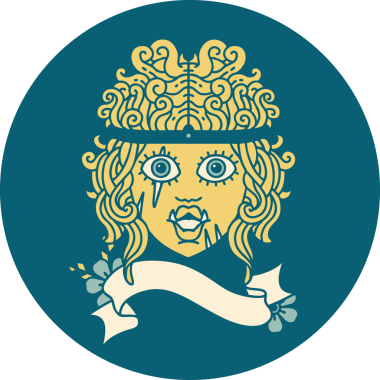 Retro Dövme Tarzı Ork Barbar karakter yüzü Bir insan tarafından çizilmiş