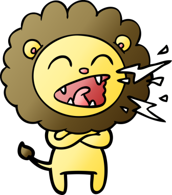 Bir insan tarafından çizilmiş kükreyen aslan çizgi filmi.