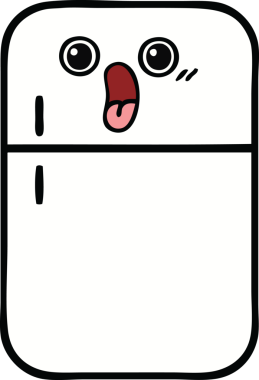 Bir insan tarafından çizilmiş buz dolabı karikatürü.