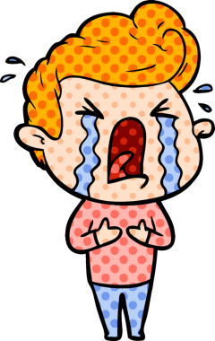 Bir insan tarafından çizilmiş ağlayan bir karikatür.