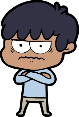 Bir insan tarafından çizilmiş sinirli çizgi film çocuğu.