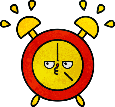 Bir insan tarafından çizilmiş bir çalar saatin retro grunge desen karikatürü