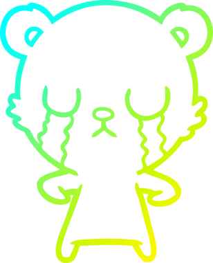 Bir insan tarafından çizilmiş ağlayan çizgi film ayısının soğuk gradyan çizgisi.