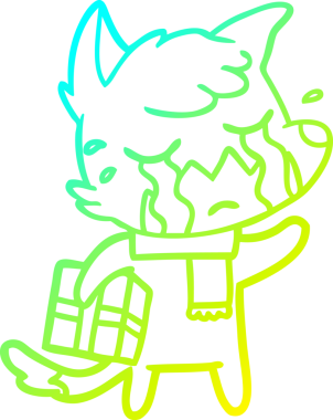 Bir insan tarafından çizilmiş ağlayan bir Noel Fox çizgi filminin soğuk gradyan çizimi.