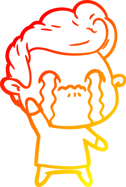 Bir insan tarafından çizilmiş ağlayan bir çizgi film karakteri çizimi.