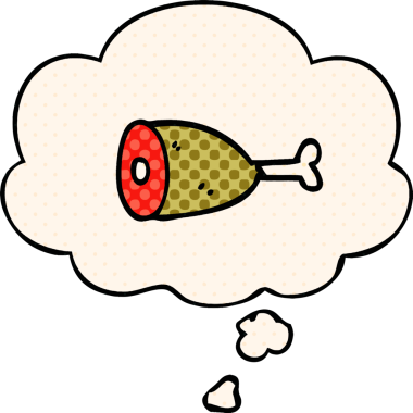 Bir insan tarafından çizilmiş, düşünce baloncuklu çizgi film eti.