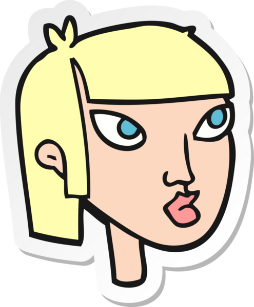 Bir insan tarafından çizilmiş karikatür kadın yüzü çıkartması.