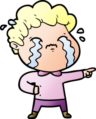 Bir insan tarafından çizilmiş ağlayan çizgi film adamı.