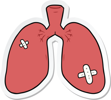 Çizgi film çıkartması. Bir insan tarafından çizilmiş akciğerler.