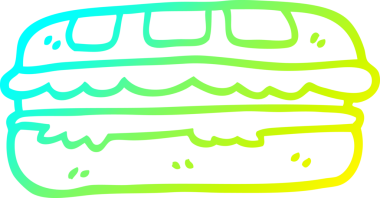 Bir insan tarafından çizilmiş lezzetli bir sandviçin soğuk gradyan çizimi