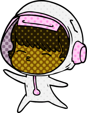 Bir insan tarafından çizilmiş meraklı astronot çizgi filmi.