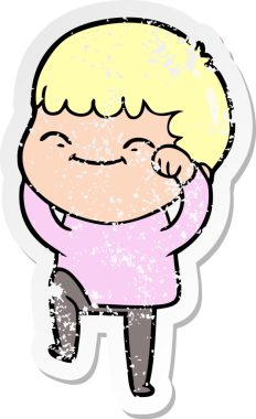 Bir insan tarafından çizilmiş mutlu bir çocuğun sıkıntılı çıkartması.