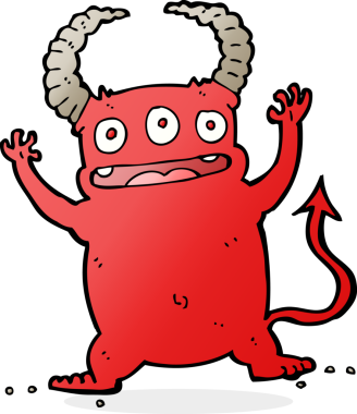 Bir insan tarafından çizilmiş küçük şeytan.