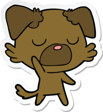 Bir insan tarafından çizilmiş bir köpeğin çıkartması.