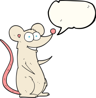 Bir insan tarafından çizilmiş serbest konuşma balonu çizgi filmi mutlu fare