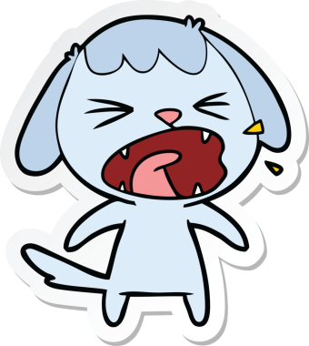 Bir insan tarafından çizilmiş şirin bir köpeğin çıkartması.